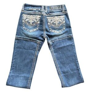 L.A. Idol Woman’s 5 Blue Denim Low-rise Embellished Rhinestone Jeans
